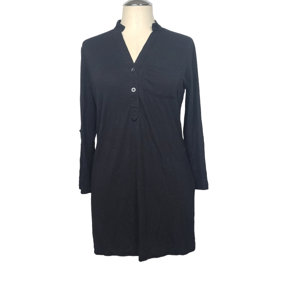 Mix & Co Half Button Down Black Tunic S